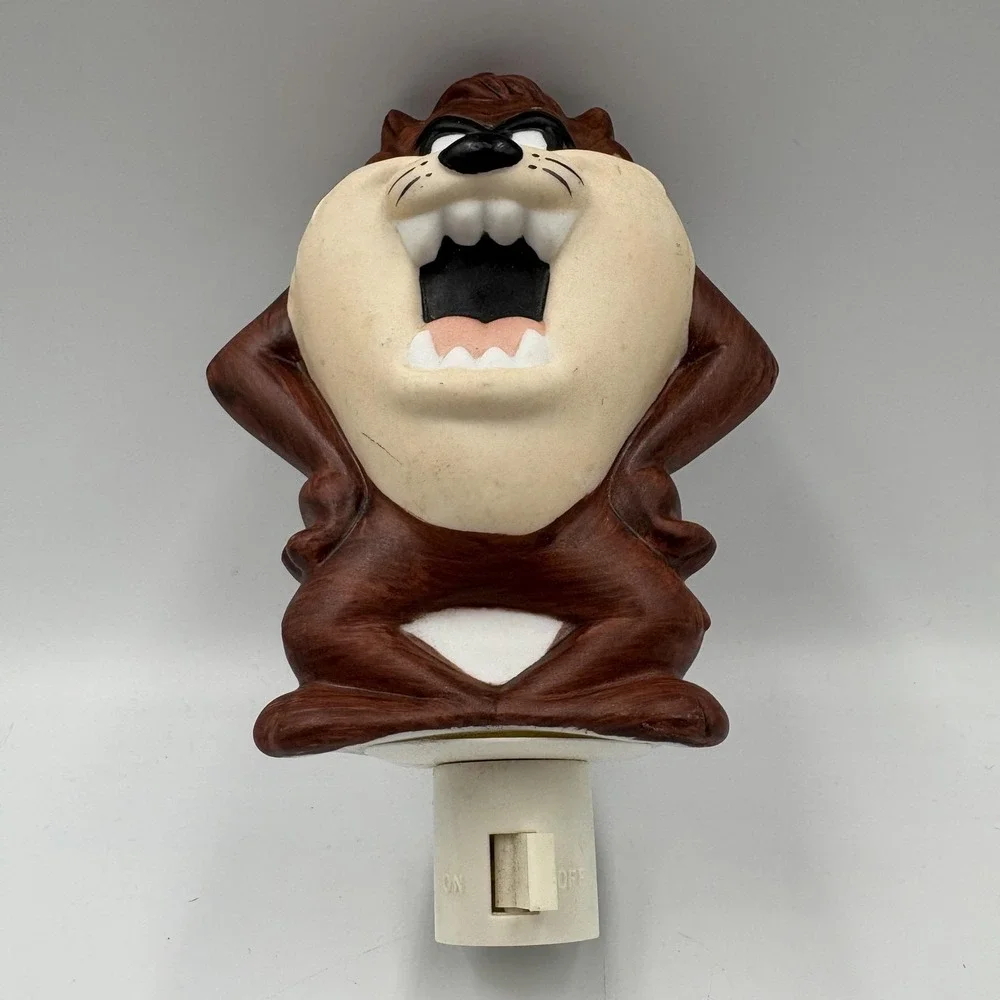 Warner Bros Looney Tunes Taz Night Light Plug In Brown Bathroom Hallway Kids VTG